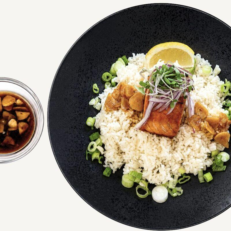 Soy Butter Salmon Rice Bowl